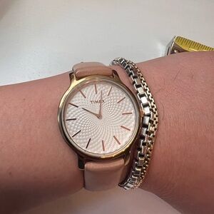 Timex Women's Gold Watch w/ Rose Leather Straps - Needs New Batteries